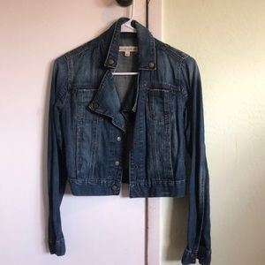 Slightly cropped dark wash denim jacket